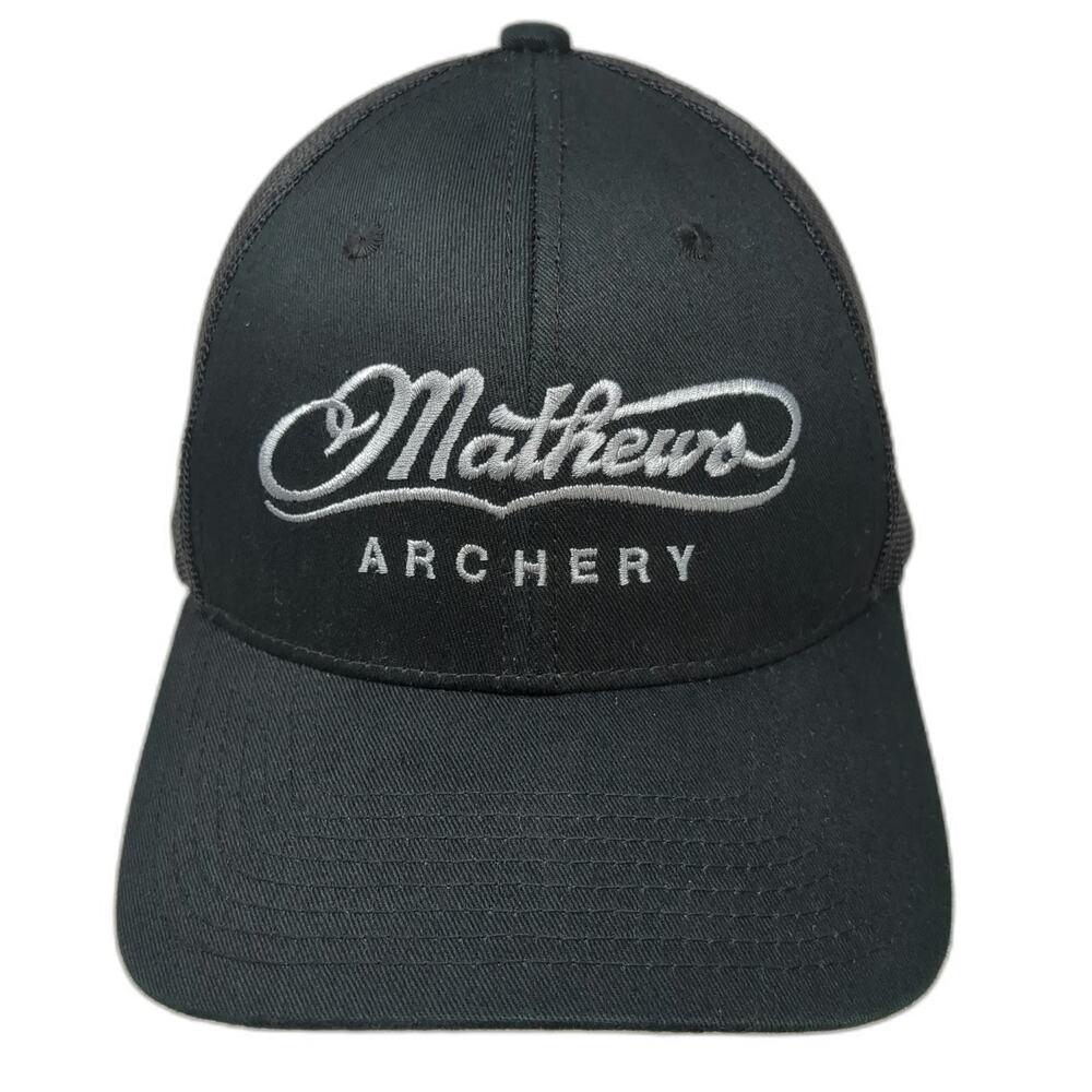 Mathews Archery Trucker Hat Black One Size Mesh Back Snapback Logo Hunting Cap